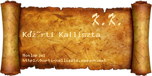 Kürti Kalliszta névjegykártya